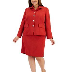 NWT Le Suit Plus Size Crepe Wing-Collar Jacket & Slim Skirt Suit - SZ 14W